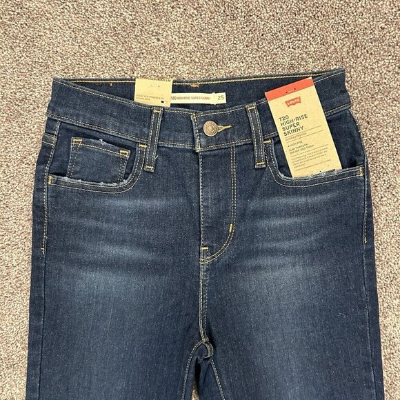 Levi's 720 Womens Super Skinny Jeans Size 0 Med / W25 L30 Blue High Rise NWT $69 - Picture 5 of 16
